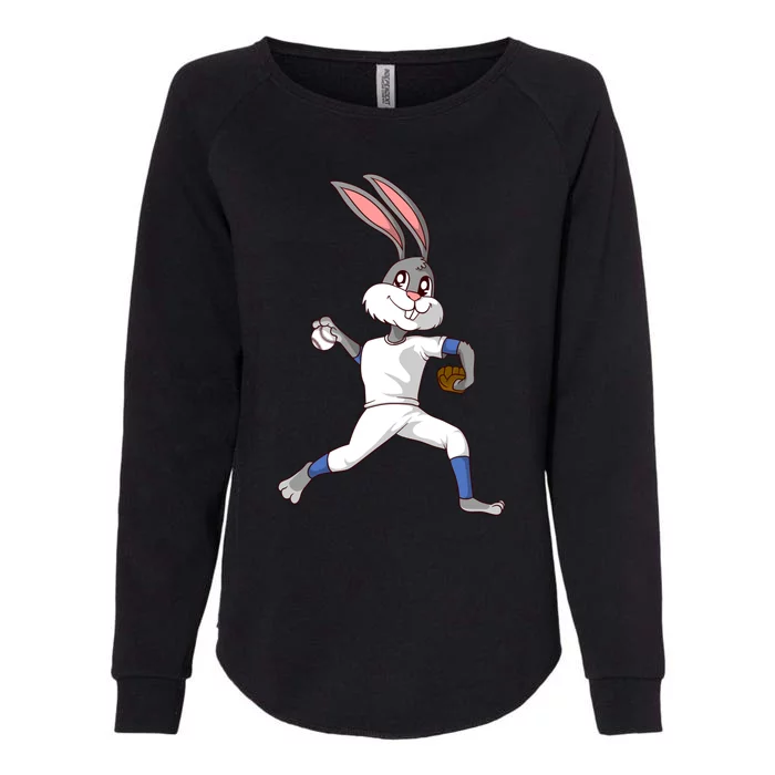 Easter Bunny Baseball Rabbit Pitcher Cute Gift Womens California Wash Sweatshirt