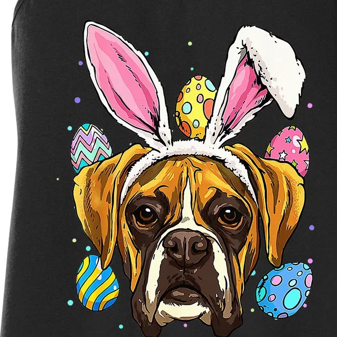 Easter Bunny Boxer Dog funny easter day Women's Racerback Tank