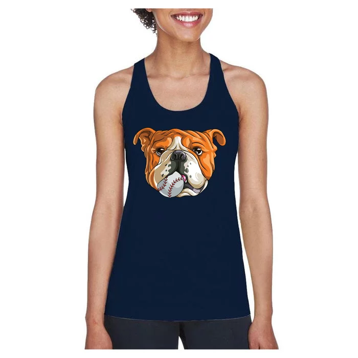 English Bulldog Baseball T Dog Funny Cute Lover Women's Racerback Tank