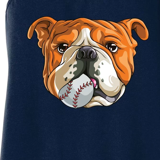 English Bulldog Baseball T Dog Funny Cute Lover Women's Racerback Tank