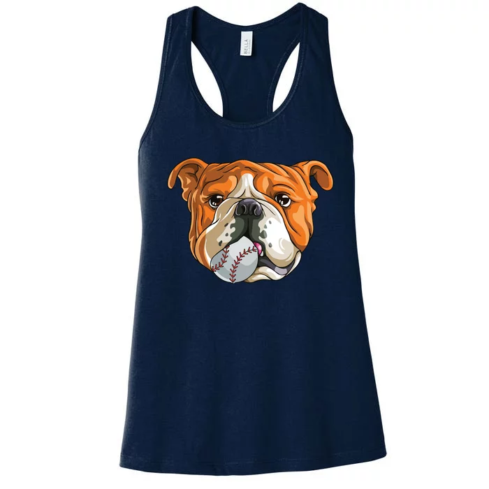 English Bulldog Baseball T Dog Funny Cute Lover Women's Racerback Tank