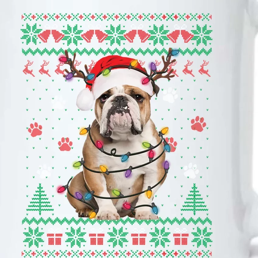 English Bulldog Christmas Lights Santa Dog Lover Ugly Sweate Gift Black Color Changing Mug