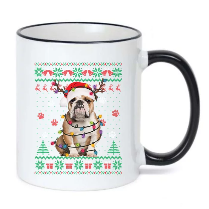 English Bulldog Christmas Lights Santa Dog Lover Ugly Sweate Gift Black Color Changing Mug