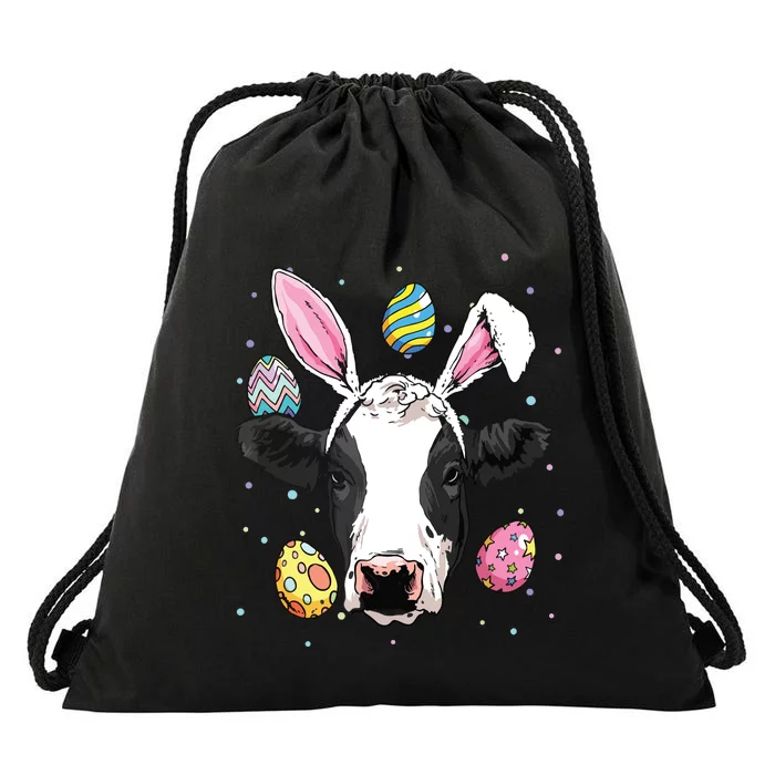 Easter Bunny Cow Funny Easter Cow Drawstring Bag