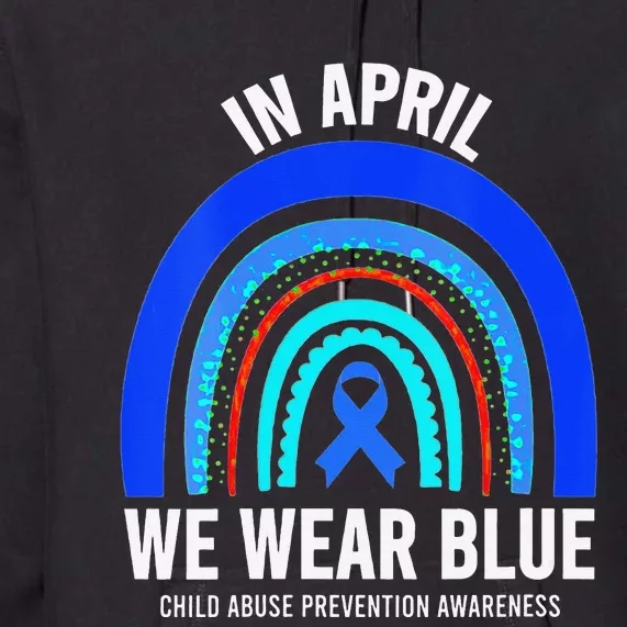 Elephant butterfly Child Abuse Awareness Blue Ribbon Premium Hoodie