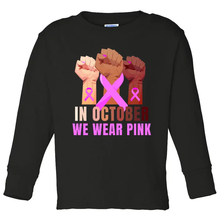 Empowering Breast Cancer Awareness Toddler Long Sleeve Shirt