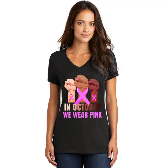 Empowering Breast Cancer Awareness Women's V-Neck T-Shirt