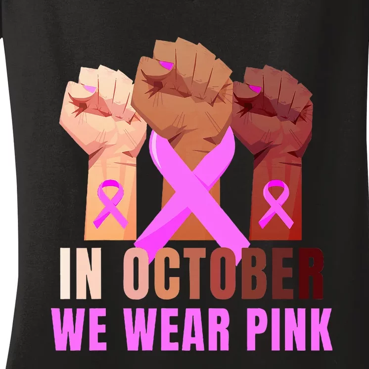 Empowering Breast Cancer Awareness Women's V-Neck T-Shirt