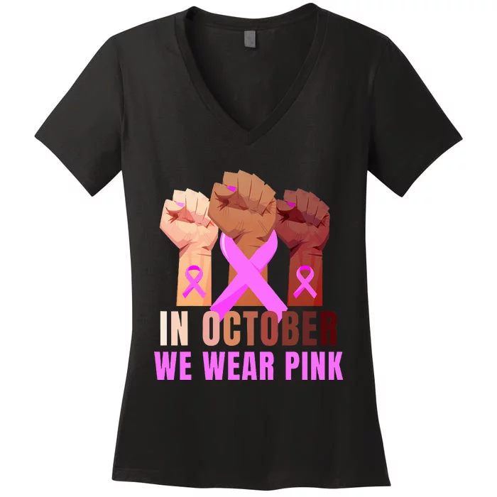 Empowering Breast Cancer Awareness Women's V-Neck T-Shirt