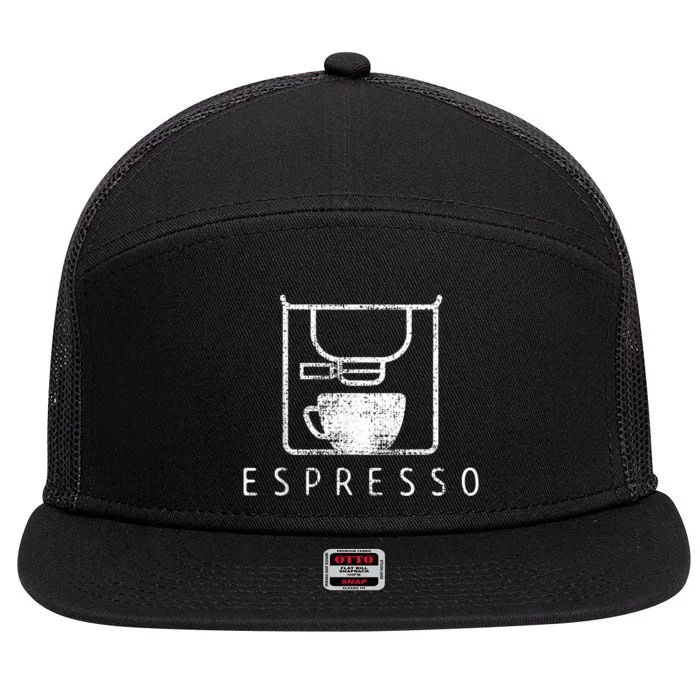 Espresso Barista Coffee Gift 7 Panel Mesh Trucker Snapback Hat