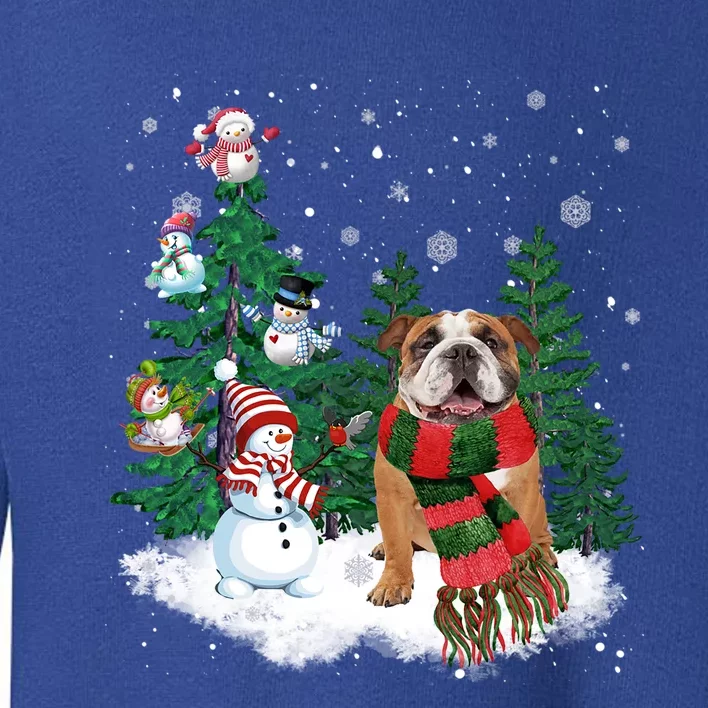 English Bulldog Christmas Snow Xmas Tree Pajama Cute Gift Toddler Sweatshirt