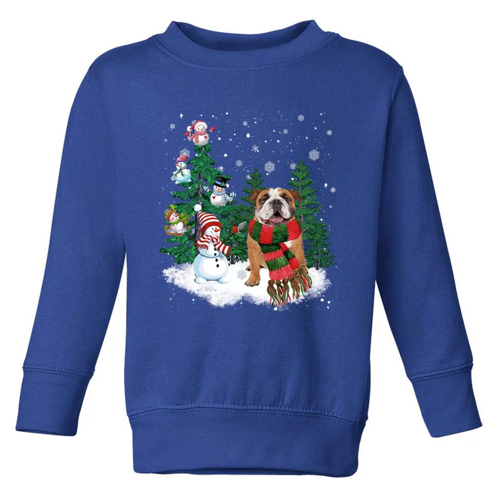 English Bulldog Christmas Snow Xmas Tree Pajama Cute Gift Toddler Sweatshirt