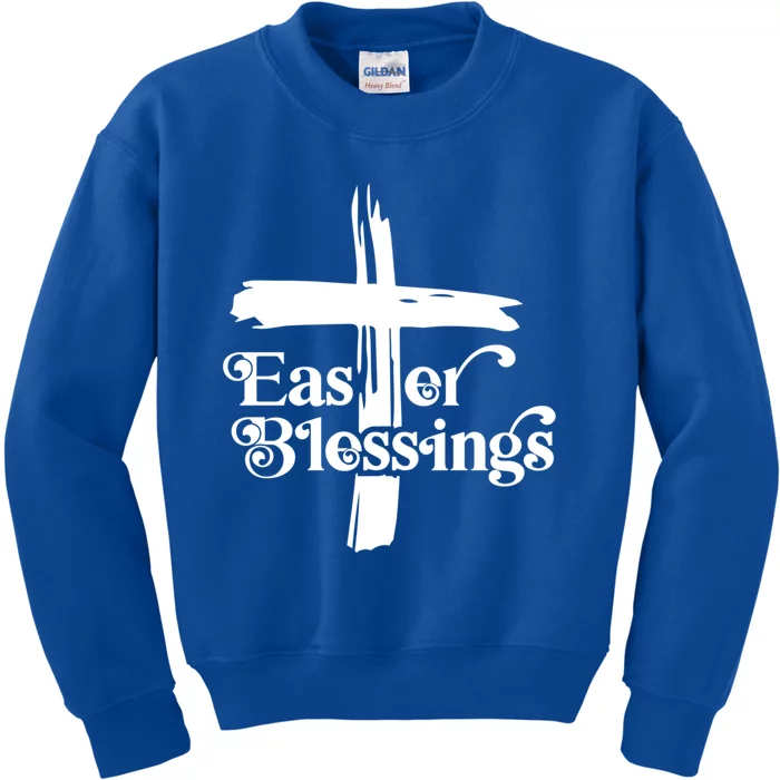 Easter Blessings Cross Religious Easter Christian Cross Gift Kids Sweatshirt