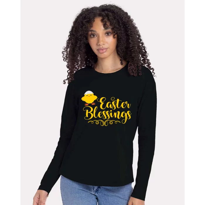 Easter Blessings Cute Chick Church Sunday School Religious Gift Womens Cotton Relaxed Long Sleeve T-Shirt