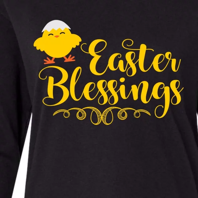 Easter Blessings Cute Chick Church Sunday School Religious Gift Womens Cotton Relaxed Long Sleeve T-Shirt