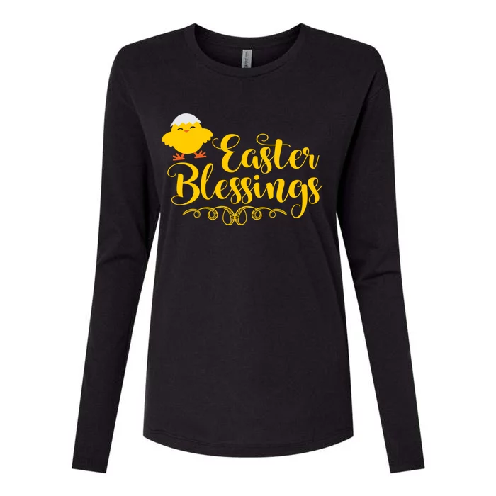 Easter Blessings Cute Chick Church Sunday School Religious Gift Womens Cotton Relaxed Long Sleeve T-Shirt