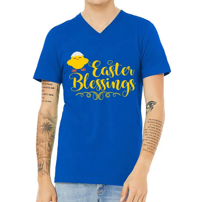 Easter Blessings Cute Chick Church Sunday School Religious Gift V-Neck T-Shirt