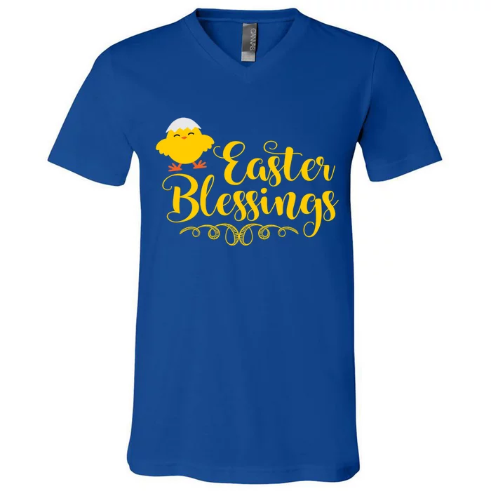 Easter Blessings Cute Chick Church Sunday School Religious Gift V-Neck T-Shirt