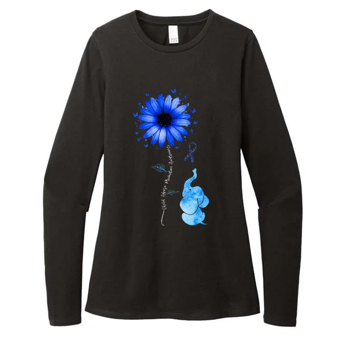 Elephant Butterfly Child Abuse Awareness Blue Ribbon Womens CVC Long Sleeve Shirt