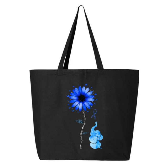 Elephant Butterfly Child Abuse Awareness Blue Ribbon 25L Jumbo Tote