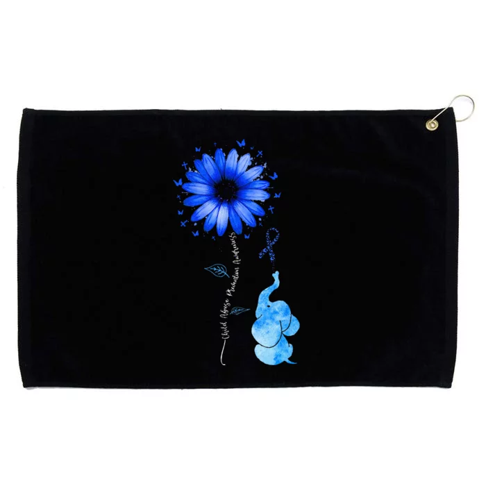 Elephant Butterfly Child Abuse Awareness Blue Ribbon Grommeted Golf Towel