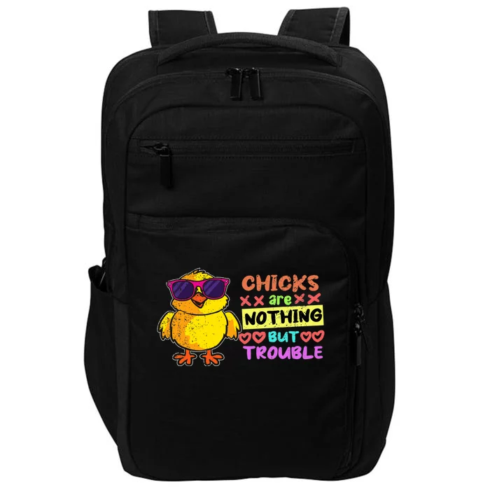 Easter Boy Chicks Are Nothing But Trouble Funny Egg Hunting Impact Tech Backpack