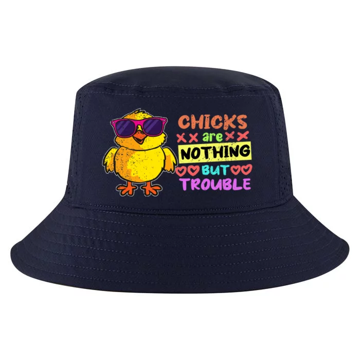 Easter Boy Chicks Are Nothing But Trouble Funny Egg Hunting Cool Comfort Performance Bucket Hat