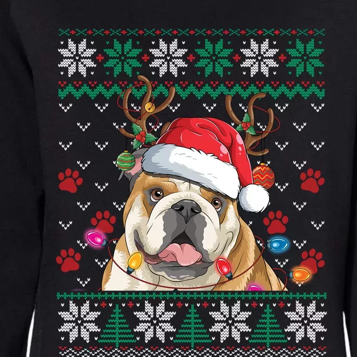 English Bulldog Christmas Santa Reindeer Ugly Sweater Pajama Great Gift Womens California Wash Sweatshirt