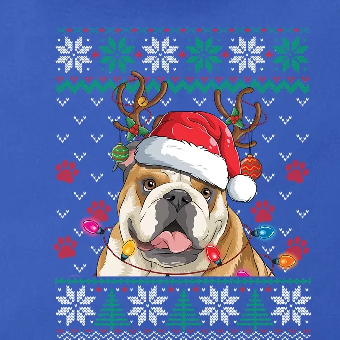 English Bulldog Christmas Santa Reindeer Ugly Sweater Pajama Great Gift Zip Tote Bag