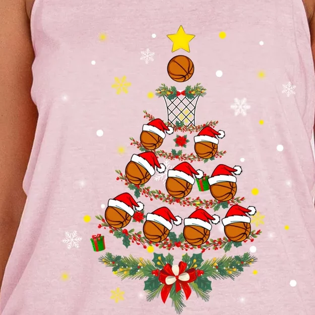 Egp3 Basketball Christmas Tree Merry Xmas Basketball Lover Gift Women's Knotted Racerback Tank