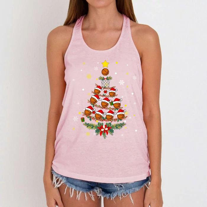 Egp3 Basketball Christmas Tree Merry Xmas Basketball Lover Gift Women's Knotted Racerback Tank