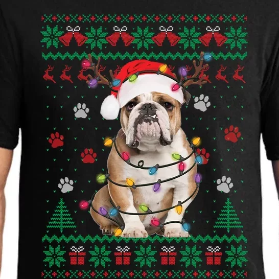 English Bulldog Christmas Lights Santa Dog Lover Ugly Sweate Meaningful Gift Pajama Set