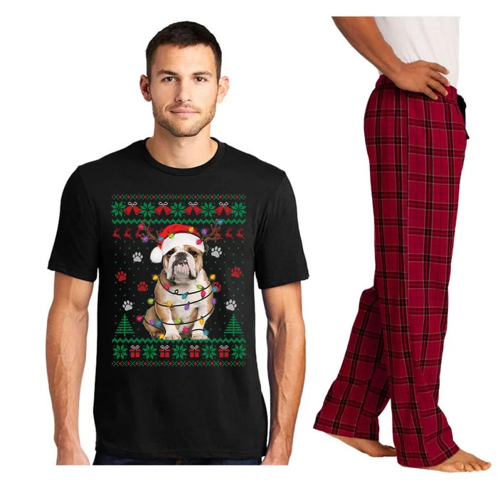 English Bulldog Christmas Lights Santa Dog Lover Ugly Sweate Meaningful Gift Pajama Set