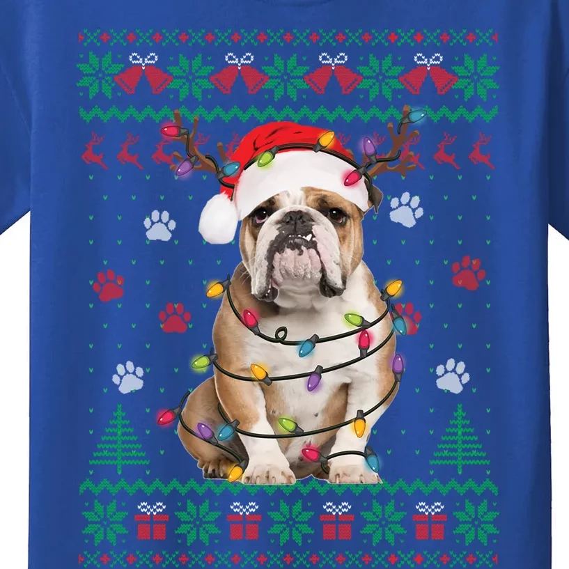 English Bulldog Christmas Lights Santa Dog Lover Ugly Sweate Meaningful Gift Kids T-Shirt