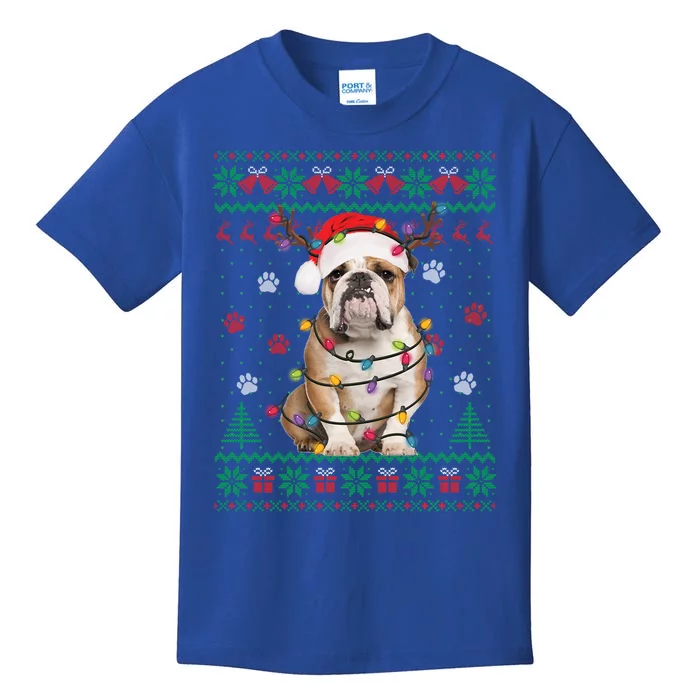 English Bulldog Christmas Lights Santa Dog Lover Ugly Sweate Meaningful Gift Kids T-Shirt