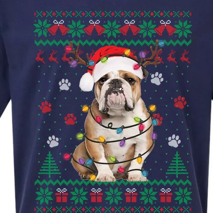 English Bulldog Christmas Lights Santa Dog Lover Ugly Sweate Meaningful Gift Sueded Cloud Jersey T-Shirt