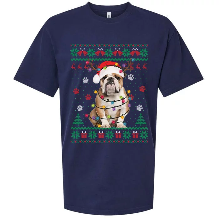 English Bulldog Christmas Lights Santa Dog Lover Ugly Sweate Meaningful Gift Sueded Cloud Jersey T-Shirt