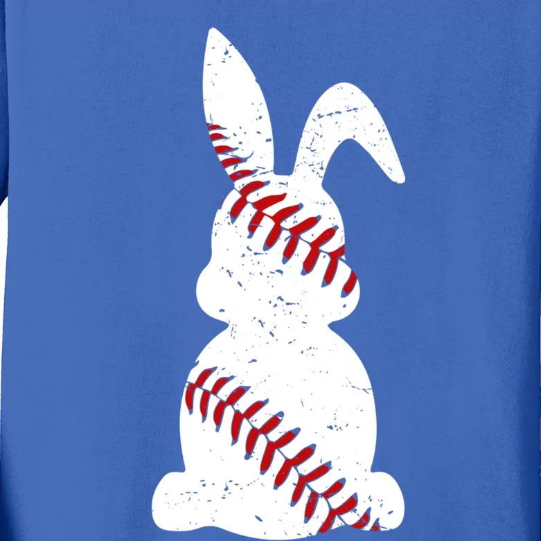 Easter Baseball Cute Easter Bunny With Baseball Easter Cool Gift Kids Long Sleeve Shirt