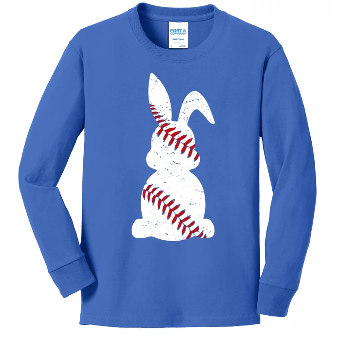 Easter Baseball Cute Easter Bunny With Baseball Easter Cool Gift Kids Long Sleeve Shirt