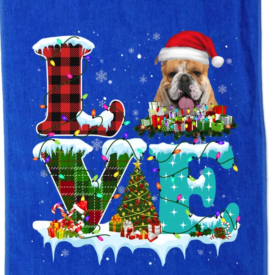 English Bulldog Christmas Tree Lights Santa Dog Xmas Funny Gift Platinum Collection Golf Towel