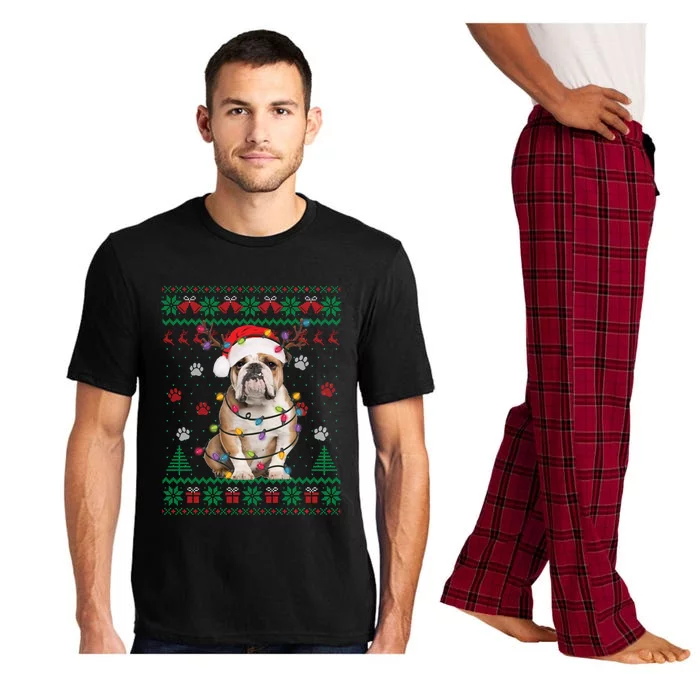 English Bulldog Christmas Lights Santa Dog Lover Ugly Sweater Pajama Set