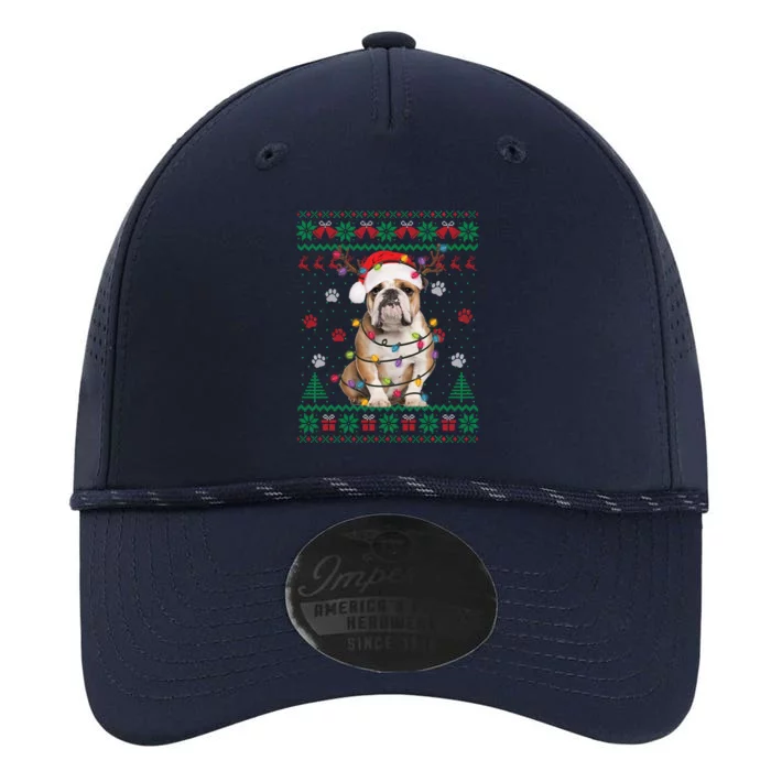 English Bulldog Christmas Lights Santa Dog Lover Ugly Sweater Performance The Dyno Cap