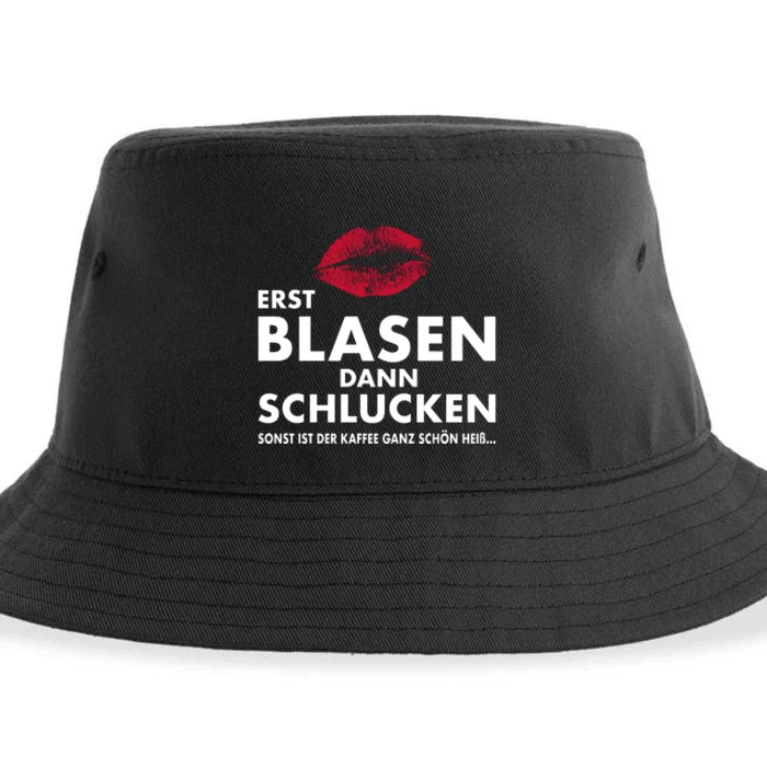 ERST BLASEN DANN SCHLUCKEN SONST IST DER KAFFEE GANZ SCHÖN HEIß Sustainable Bucket Hat