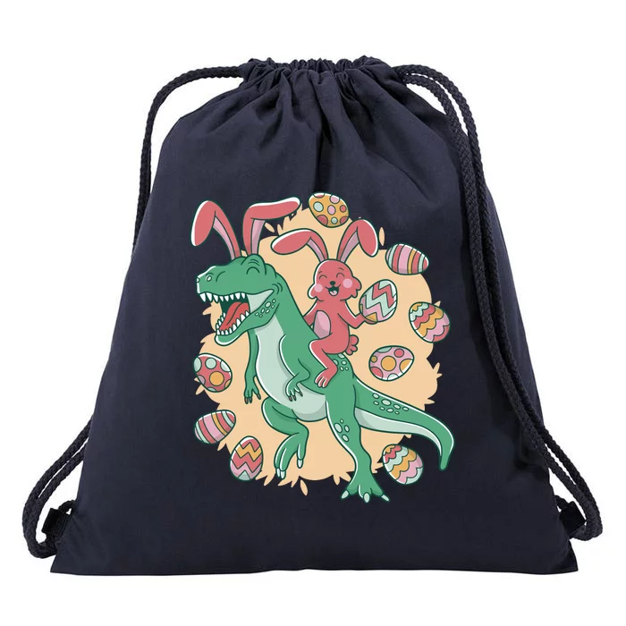 Easter Bunny Dinosaur Festive Holiday Drawstring Bag