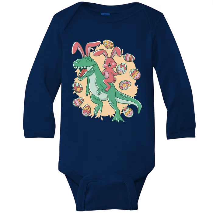 Easter Bunny Dinosaur Festive Holiday Baby Long Sleeve Bodysuit