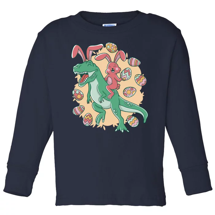 Easter Bunny Dinosaur Festive Holiday Toddler Long Sleeve Shirt