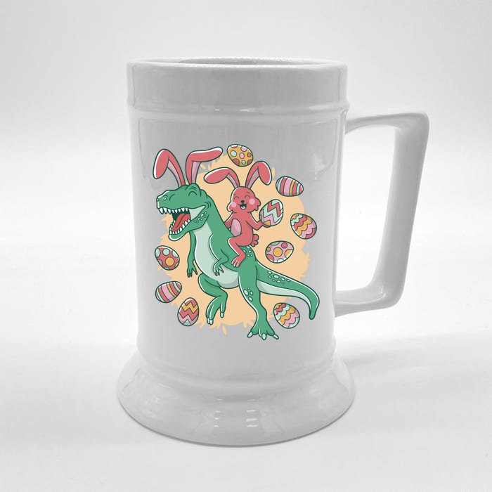 Easter Bunny Dinosaur Festive Holiday Front & Back Beer Stein