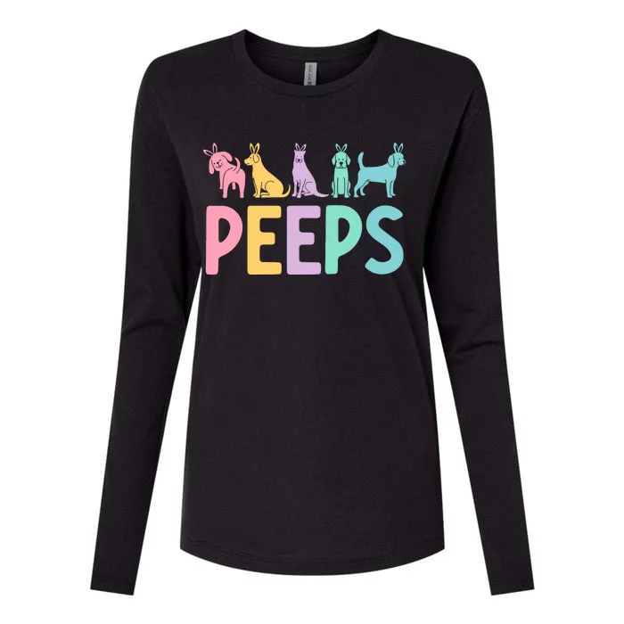 Easter Bunny Dog Peeps Womens Cotton Relaxed Long Sleeve T-Shirt