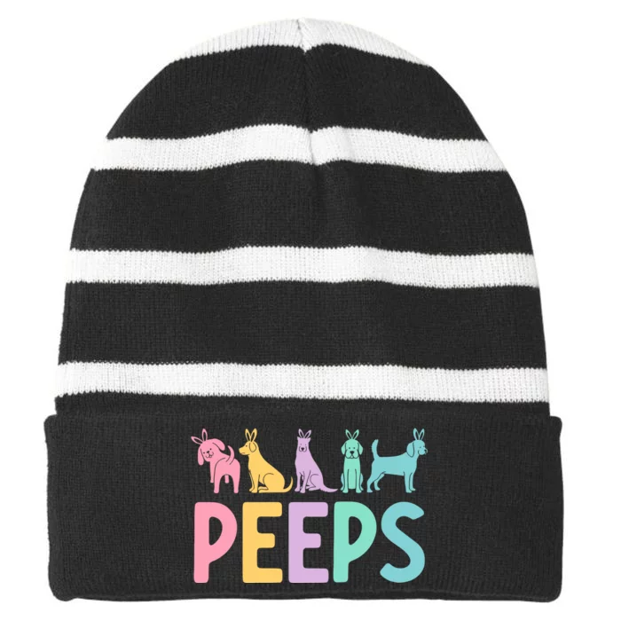 Easter Bunny Dog Peeps Striped Beanie with Solid Band