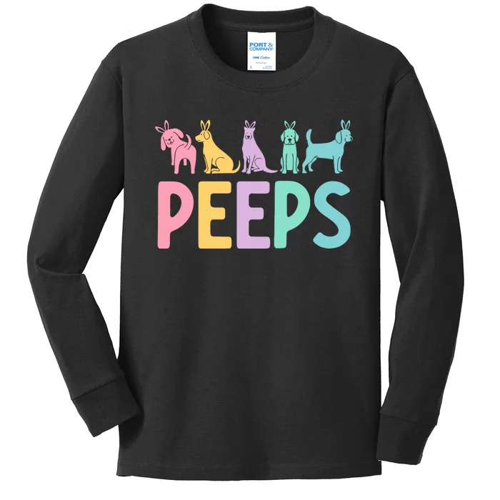 Easter Bunny Dog Peeps Kids Long Sleeve Shirt